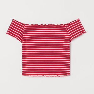 NWT H&M red/white stripped off shoulder shirt